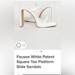 Lulus “Fausee” white platform square toe slides 8.5